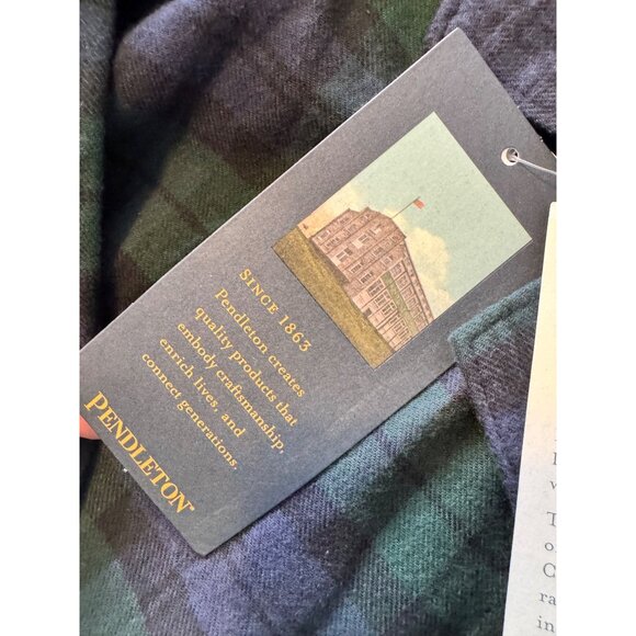 Pendleton Flannel Plaid Pajama Top Size Small Cotton Button Up Blue Green NWT $9 - Picture 8 of 15